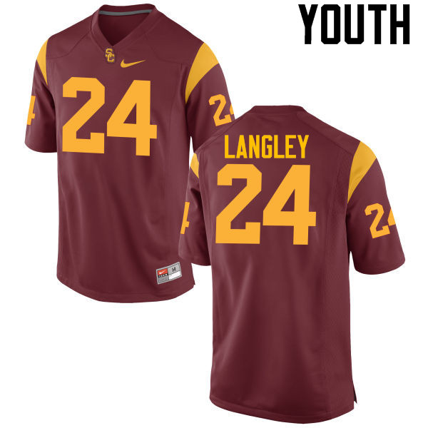 Youth #24 Isaiah Langley USC Trojans College Football Jerseys-Cardinal
